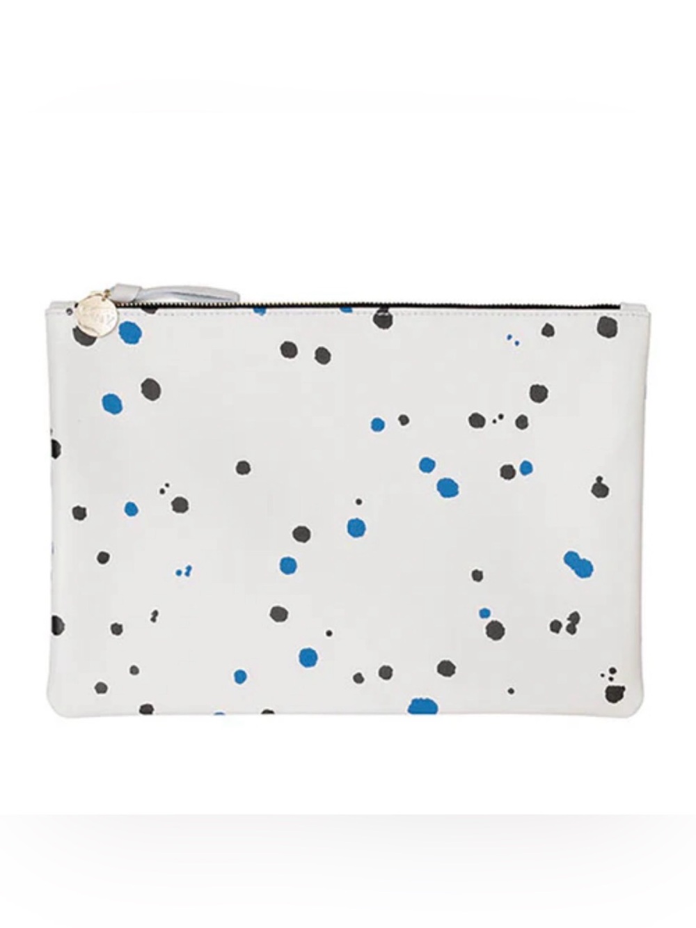 Clare V White Amalfi Blue/ Black Splash Leather Pouch